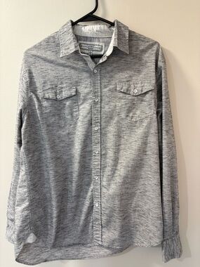 PD&C Heathered Grey Button-Up Knit Shirt